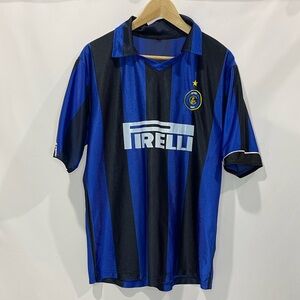 Inter Milan Blue and Black Striped Men's Jersey